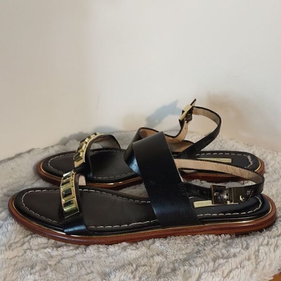 Louis et Cie Leather Gold Woman's Slingback Sandals - Picture 2 of 10